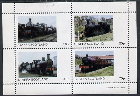 Staffa 1981 Steam Locos #02 perf  set of 4 values unmounted mint, stamps on , stamps on  stamps on railways