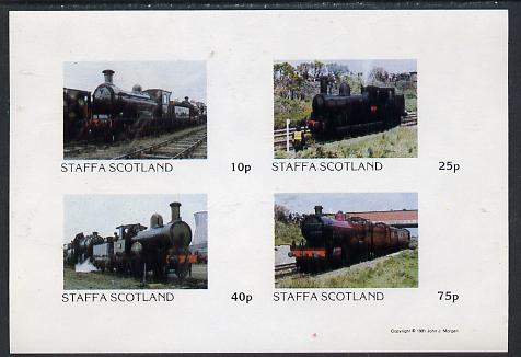 Staffa 1981 Steam Locos #02 imperf  set of 4 values unmounted mint, stamps on , stamps on  stamps on railways