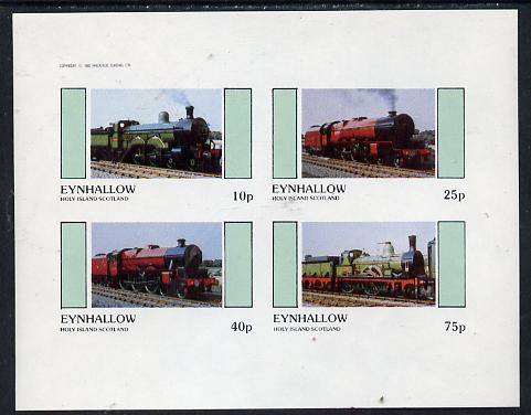 Eynhallow 1982 Steam Locos #13 imperf  set of 4 values (10p to 75p) unmounted mint, stamps on , stamps on  stamps on railways