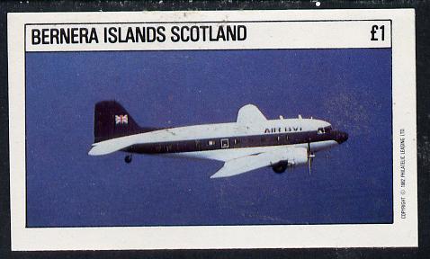 Bernera 1982 Aircraft #04 imperf souvenir sheet (£1 value) unmounted mint, stamps on aviation