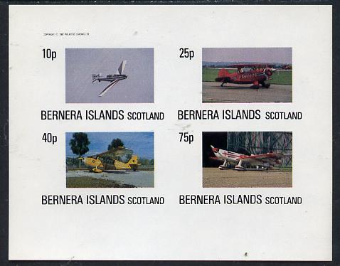 Bernera 1982 Aircraft #05 imperf  set of 4 values (10p to 75p) unmounted mint, stamps on , stamps on  stamps on aviation