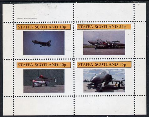 Staffa 1982 Military Jets #3 perf  set of 4 values (10p to 75p) unmounted mint, stamps on , stamps on  stamps on aviation