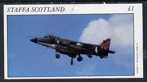 Staffa 1982 Military Jets #3 imperf souvenir sheet (£1 value)  unmounted mint, stamps on aviation