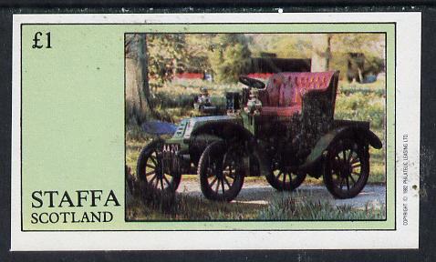Staffa 1982 Vintage Cars #2 imperf souvenir sheet (£1 value) unmounted mint, stamps on cars