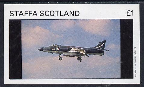 Staffa 1982 Military Jets #1 imperf souvenir sheet (Â£1 value) unmounted mint, stamps on aviation