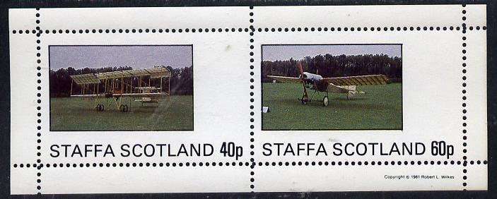 Staffa 1981 Early Aircraft #2 perf  set of 2 values unmounted mint, stamps on , stamps on  stamps on aviation