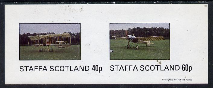 Staffa 1981 Early Aircraft #2 imperf  set of 2 values unmounted mint, stamps on , stamps on  stamps on aviation