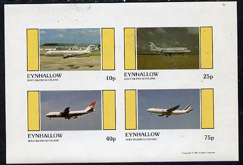 Eynhallow 1981 Airliners #1 imperf  set of 4 values (10p to 75p) unmounted mint , stamps on , stamps on  stamps on aviation