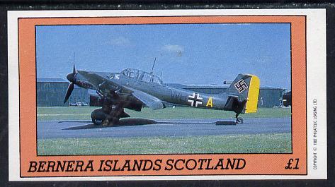 Bernera 1982 WW2 Aircraft imperf souvenir sheet (£1 value) unmounted mint, stamps on aviation, stamps on  ww2 , stamps on 