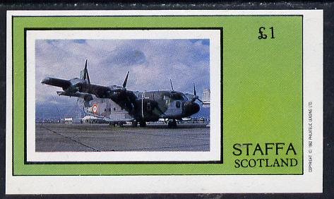 Staffa 1982 Aircraft #5 imperf souvenir sheet (£1 value) unmounted mint, stamps on aviation