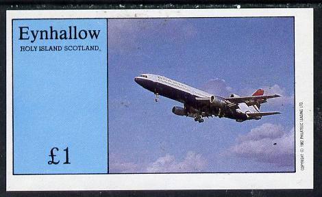 Staffa 1982 Airliners #1 imperf souvenir sheet (£1 value)  unmounted mint, stamps on aviation