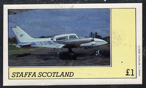 Staffa 1982 Aircraft #3 imperf souvenir sheet (£1 value) unmounted mint, stamps on aviation