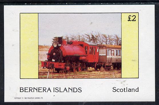 Bernera 1982 Steam Locos #08 imperf deluxe sheet (£2 value) unmounted mint, stamps on railways