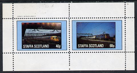 Staffa 1982 Modern Trains perf  set of 2 values (40p & 60p) unmounted mint, stamps on , stamps on  stamps on railways