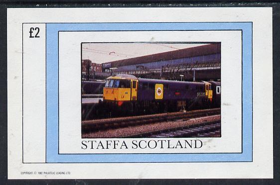 Staffa 1982 Modern Trains  imperf deluxe sheet (£2 value) unmounted mint, stamps on railways