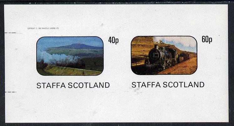 Staffa 1982 Steam Locos #07 imperf  set of 2 values (40p & 60p) unmounted mint , stamps on , stamps on  stamps on railways