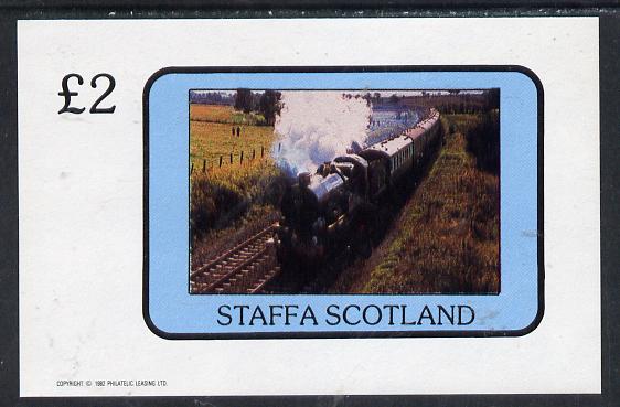 Staffa 1982 Steam Locos #07 imperf deluxe sheet (£2 value) unmounted mint, stamps on railways