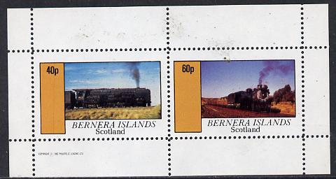 Bernera 1982 Steam Locos #09 perf  set of 2 values (40p & 60p) unmounted mint, stamps on , stamps on  stamps on railways