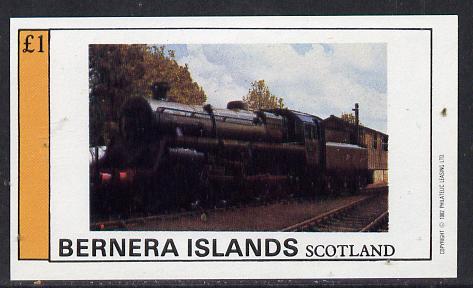 Bernera 1982 Steam Locos #09 imperf souvenir sheet (£1 value) unmounted mint, stamps on railways