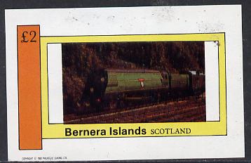 Bernera 1982 Steam Locos #09 imperf deluxe sheet (£2 value) unmounted mint, stamps on railways