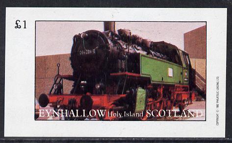 Eynhallow 1982 Steam Locos #14 imperf souvenir sheet (£1 value) unmounted mint, stamps on railways