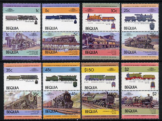 St Vincent - Bequia 1984 Locomotives #1 (Leaders of the World) set of 16 unmounted mint, stamps on railways