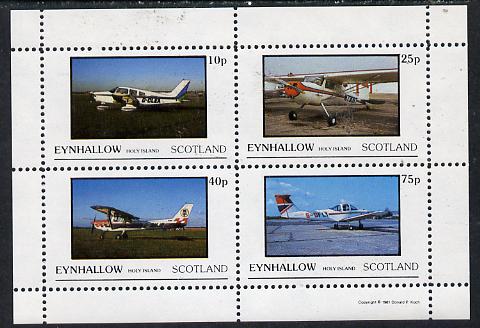 Eynhallow 1981 Light Aircraft #2 perf  set of 4 values (10p to 75p) unmounted mint, stamps on , stamps on  stamps on aviation