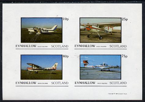 Eynhallow 1981 Light Aircraft #2 imperf  set of 4 values (10p to 75p) unmounted mint , stamps on aviation