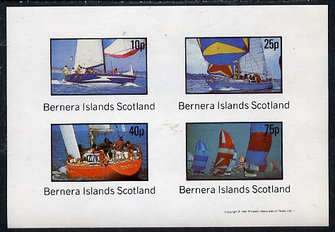 Bernera 1981 Yachts #2 imperf  set of 4 values (10p to 75p) unmounted mint , stamps on , stamps on  stamps on ships    yachts     sailing