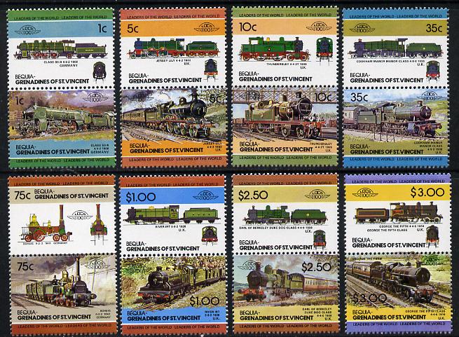 St Vincent - Bequia 1984 Locomotives #2 (Leaders of the World) set of 16 unmounted mint, stamps on , stamps on  stamps on railways
