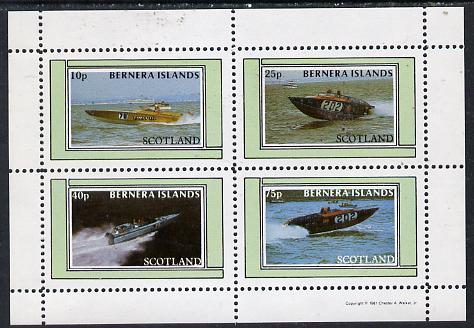 Bernera 1981 Power Boats perf  set of 4 values (10p to 75p) unmounted mint, stamps on , stamps on  stamps on ships