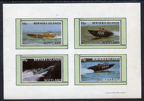 Bernera 1981 Power Boats imperf  set of 4 values (10p to 75p) unmounted mint , stamps on , stamps on  stamps on ships