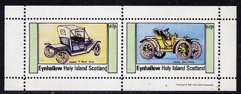 Eynhallow 1981 Cars #2 (Model 'T' Ford & Darracq) perf  set of 2 values (40p & 60p) unmounted mint, stamps on , stamps on  stamps on cars, stamps on ford, stamps on darracq