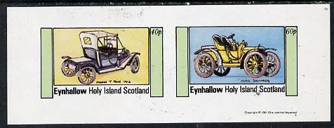 Eynhallow 1981 Cars #2 (Model 'T' Ford & Darracq) imperf  set of 2 values (40p & 60p) unmounted mint, stamps on , stamps on  stamps on cars, stamps on ford, stamps on  stamps on darracq