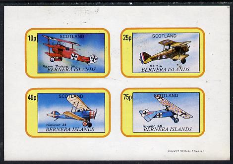Bernera 1981 WWI Aircraft imperf  set of 4 values (10p to 75p) unmounted mint , stamps on , stamps on  stamps on aviation, stamps on  stamps on  ww1 , stamps on  stamps on 