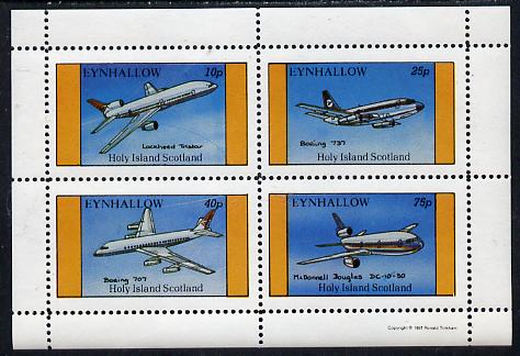 Eynhallow 1981 Airliners #2 perf  set of 4 values (10p to 75p) unmounted mint , stamps on aviation, stamps on lockheed, stamps on boeing, stamps on 707, stamps on 737, stamps on douglas, stamps on dc