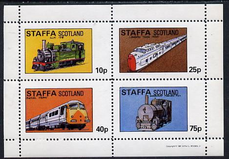 Staffa 1981 Locomotives #2 perf  set of 4 values unmounted mint, stamps on railways