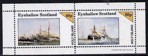 Eynhallow 1981 Warships #1 perf  set of 2 values (40p & 60p) unmounted mint, stamps on , stamps on  stamps on ships