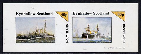 Eynhallow 1981 Warships #1 imperf  set of 2 values (40p & 60p) unmounted mint, stamps on , stamps on  stamps on ships