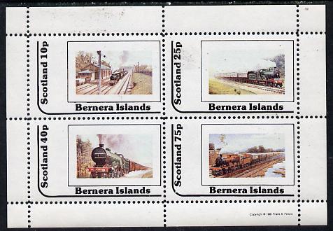 Bernera 1981 Steam Locos #03 perf  set of 4 values (10p to 75p) unmounted mint, stamps on railways