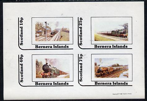 Bernera 1981 Steam Locos #03 imperf  set of 4 values (10p to 75p) unmounted mint , stamps on railways