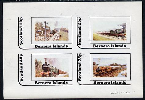 Bernera 1981 Steam Locos #03 imperf  set of 4 values (10p to 75p) unmounted mint , stamps on , stamps on  stamps on railways