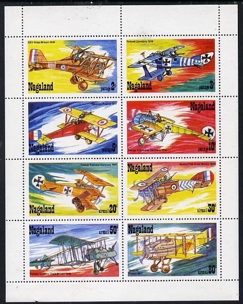 Nagaland 1978 WWI Aircraft perf  set of 8 values (2c to 80c) unmounted mint, stamps on aviation, stamps on  ww1 , stamps on 