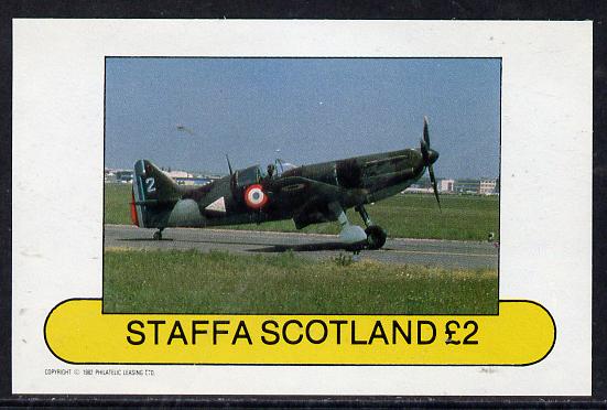 Staffa 1982 WW2 Aircraft #4 imperf deluxe sheet (£2 value) unmounted mint, stamps on aviation, stamps on  ww2 , stamps on  raf , stamps on 