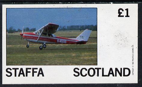 Staffa 1982 Light Aircraft #2 imperf souvenir sheet (£1 value) unmounted mint, stamps on aviation