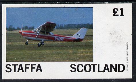 Staffa 1982 Light Aircraft #2 imperf souvenir sheet (Â£1 value) unmounted mint, stamps on aviation