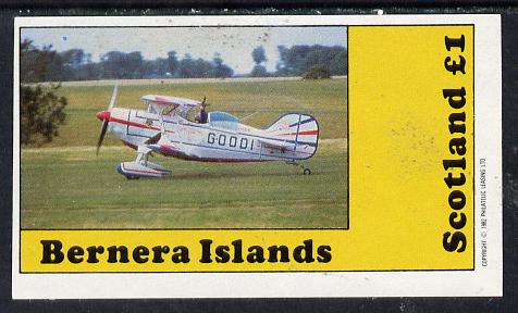 Bernera 1982 Aircraft (Bi-plane) imperf souvenir sheet (£1 value) unmounted mint, stamps on aviation
