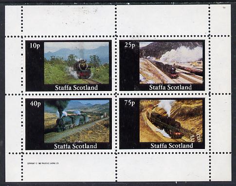 Staffa 1982 Steam Locos #03 perf  set of 4 values (10p to 75p) unmounted mint, stamps on , stamps on  stamps on railways