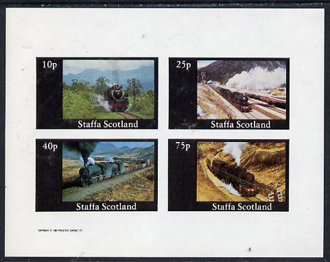 Staffa 1982 Steam Locos #03 imperf  set of 4 values (10p to 75p) unmounted mint , stamps on , stamps on  stamps on railways