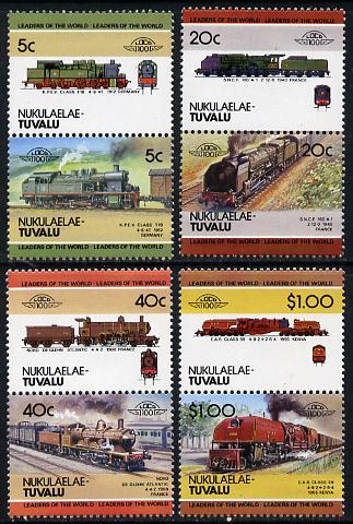 Tuvalu - Nukulaelae 1984 Locomotives #2 (Leaders of the World) set of 8 unmounted mint, stamps on railways